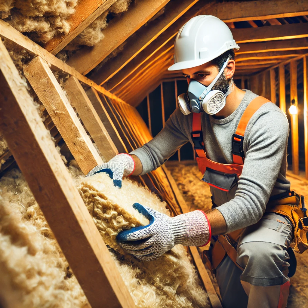 Professionnel d'isolation au travail